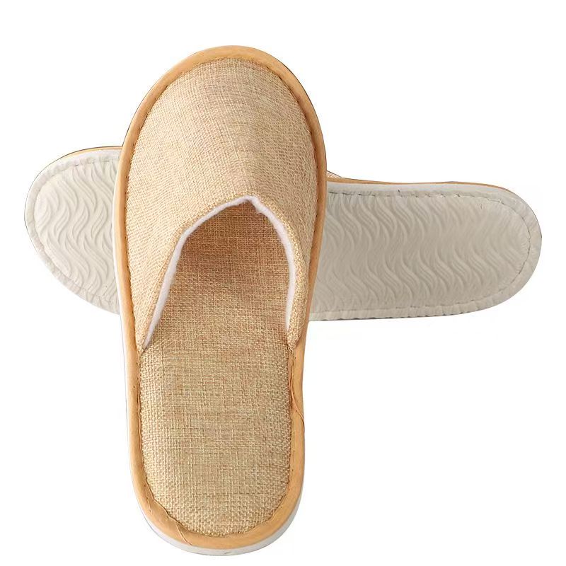 麻拖鞋鞋底：5mm柳叶纹原麻 帮面：黄麻布复合2mm海绵  盖面：黄麻布复合2mm海绵  包边条：无纺布包边  内衬：无纺布 颜色：黄色
